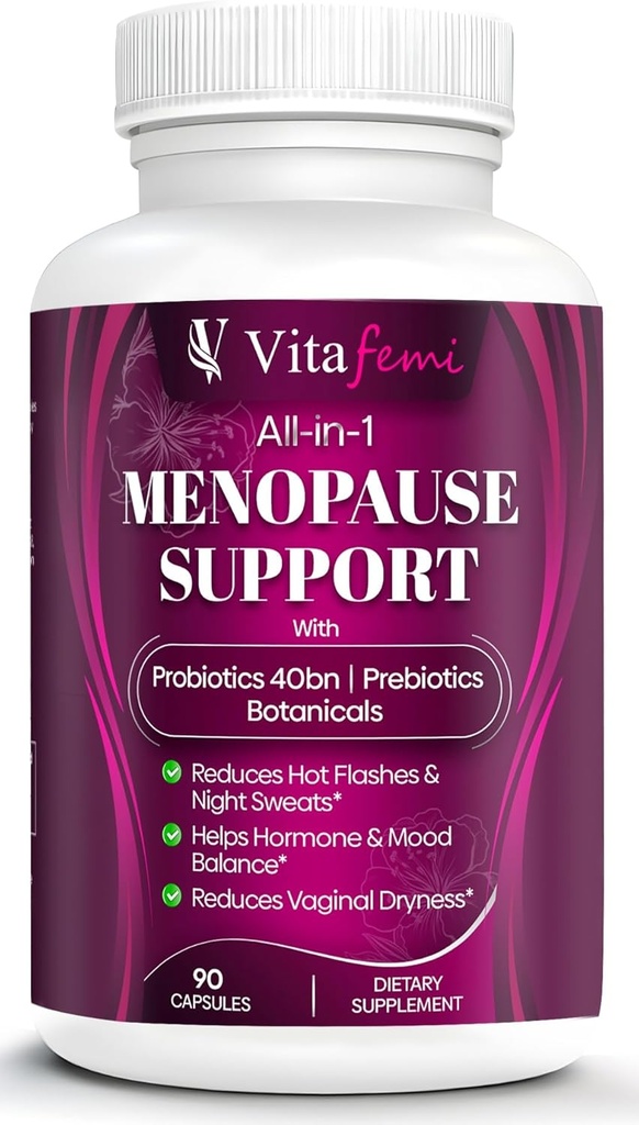 Best Rated Highly Pro Menopause תמיכה, Menopause Probiotics, Hot Flashes, Night Sweats, הורמון איזון, Mood Swings, DIM, Black Cohosh, Dong Quai, 40Bn CFU