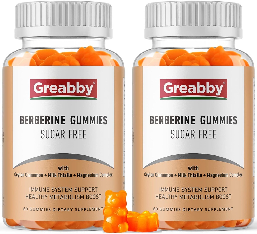 ברברין עם Ceylon Cinnamon תוסף - Berberine Gummies, אורגני Berberine HCL 1200 מ"ג למבוגרים, תמיכה במערכת החיסון, סוכר חינם, GMO חינם, Gluten חינם, 120 מסטיקנים