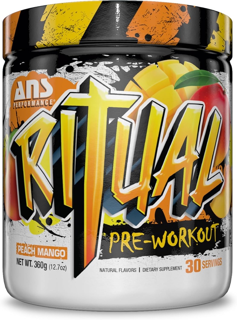 ביצועים Ritual Pre Workout (30 משרתים, 12.7 oz) - פורמולה מוקדמת מלאה - אנרגיה, פוקוס וכוח - להגדיל את כוח Output & Workout נפח - Endurance & Sta (Peach מנגו)