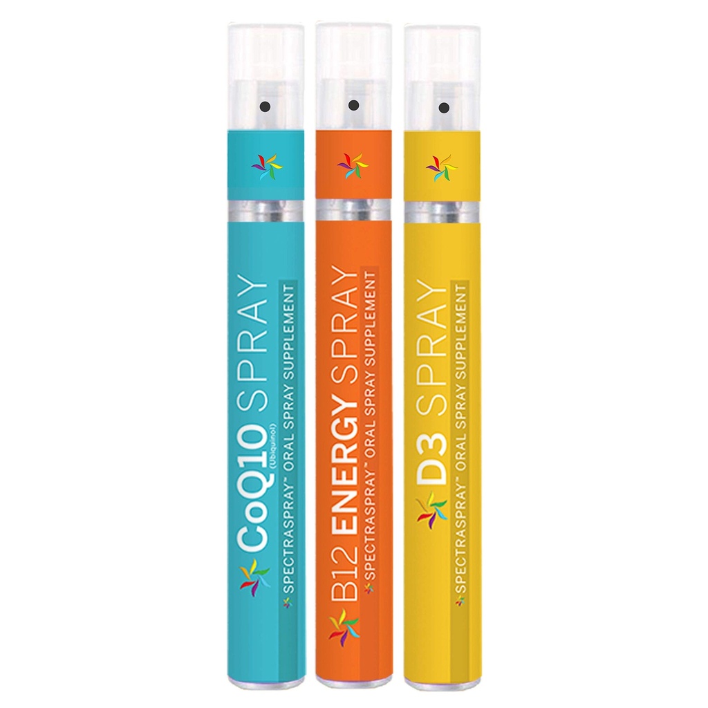 Spectraspray ויטמין Spray - Anti-Aging & Active Lifestyle Set (D3, B12 ו- COQ10)