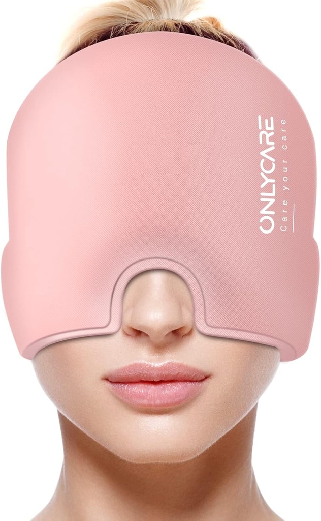 רק CARE Migraine הקלה Cap, שדרג את ראש הקרח Odorless Migraine, כובע כאבי ראש עבור Migraine, Slight-Pink