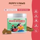 Multivitamin for Cats - 90 Soft Chews | אומגה 3, Salmon Oil, Glucosamine, MSM, Chondroitin, CoQ10, Probiotics, ויטמין B Complex & C | for Skin, Joint, Heart, Immunity Support