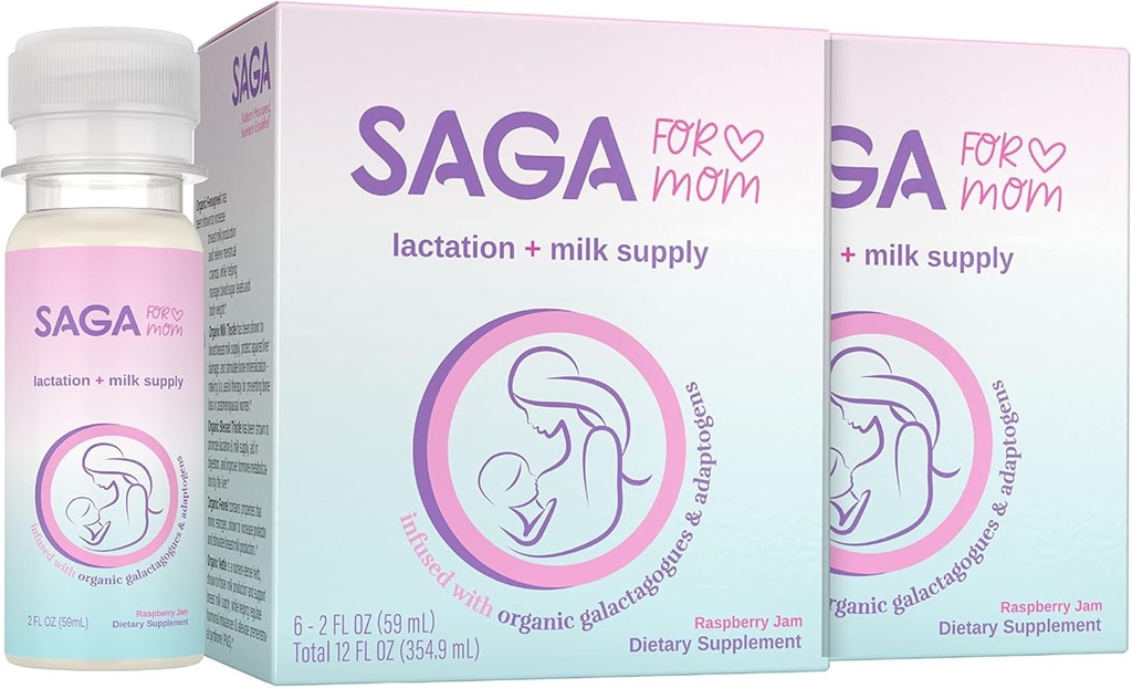 SAGA אורגני Lactation Shots | תוספת חלב אם עם אדוגנים - Fenugreek & Milk Thistle | High Bioavailability & Fast Onset | Boosts Daily Milk Supply