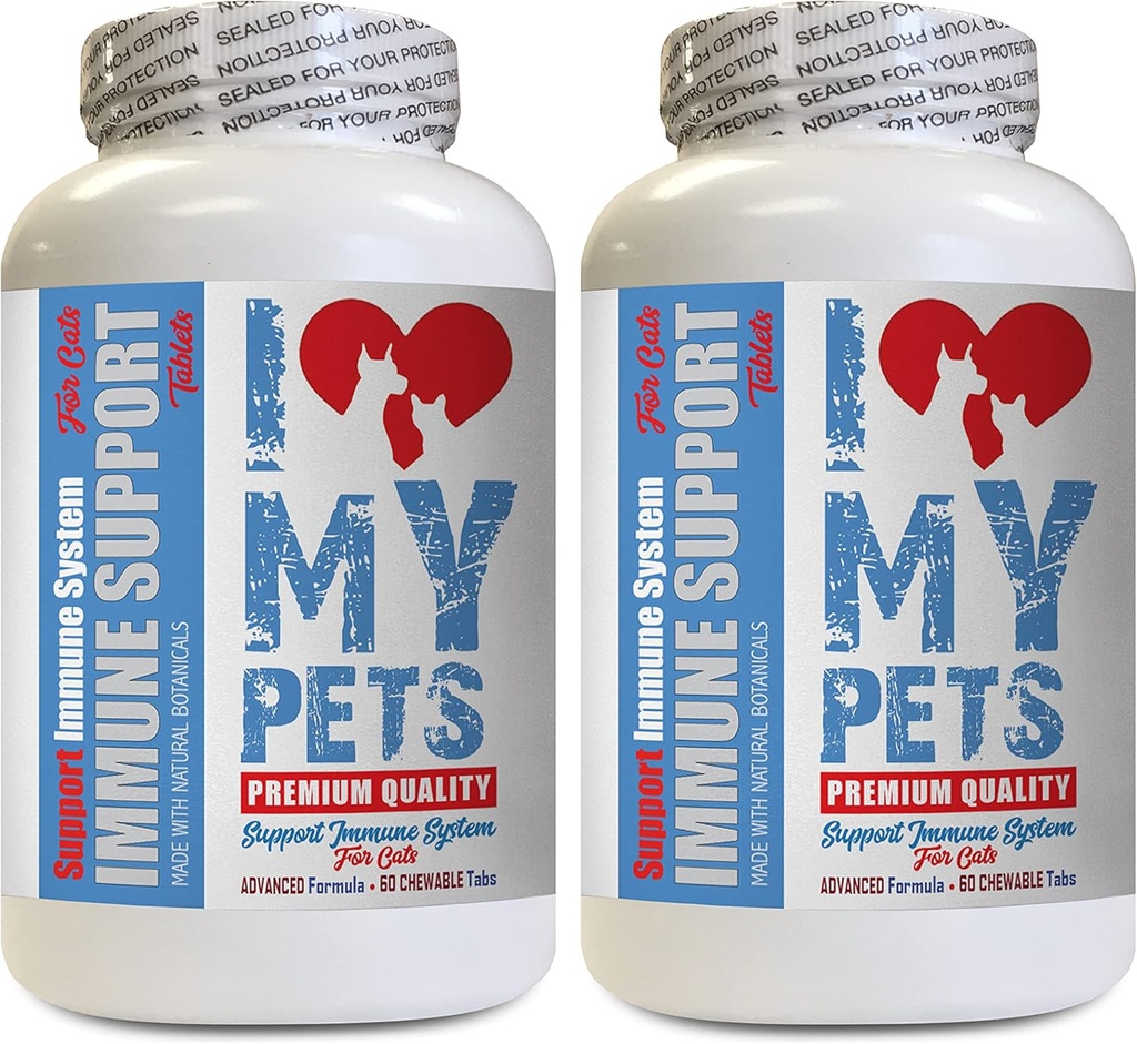 I Love My PETS LLC Cat Immune System Boost - CAT Immune Support - Booster - תוספת בריאה - מזון Liver - 120 טיפולים (2 בקבוקים)