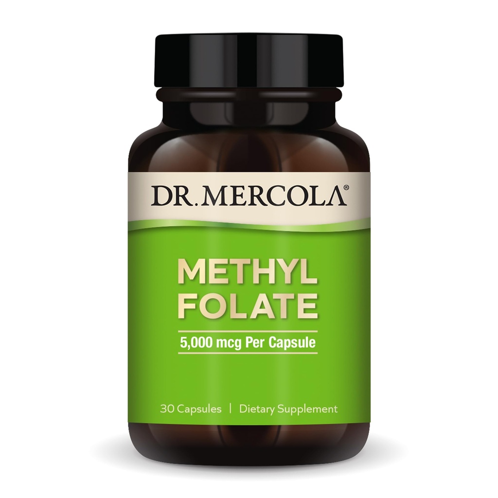 Dr. Mercola Methyl Folate - תמיכה Detoxification & Cell Health - 5-MTHF Folate - פורמולה ביו-זמינות - 5 מ"ג - 30 קפסולות