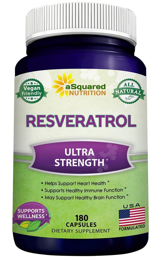 100% Natural Resveratrol Supplement - 1000mg Per Serving - 180 Capsules