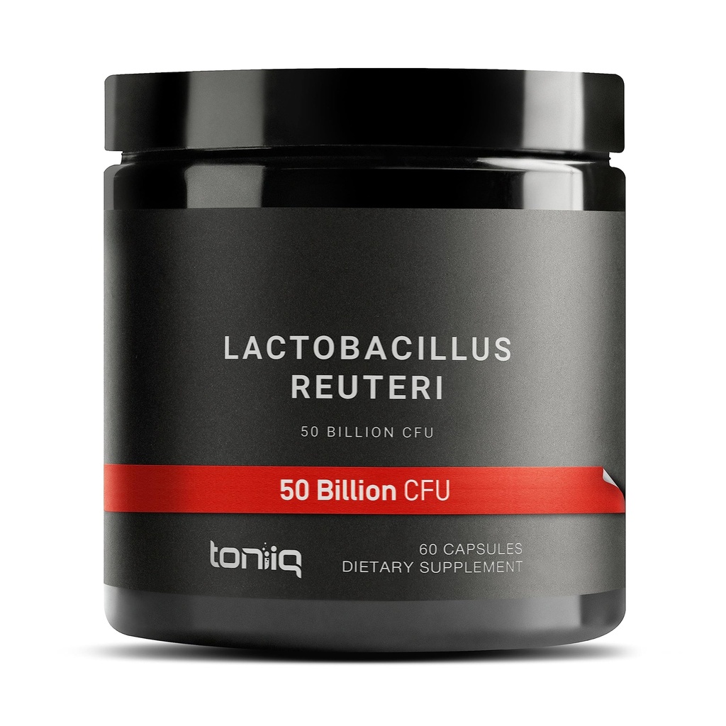 Toniiq 50 מיליארד CFU Lactobacillus Reuteri Probiotic 50 מ"ג לשרת - L Reuteri Probiotics - הגבוה ביותר CFU הרוזן Lactobacillus Reuteri Probiotic - 60 קפסולות צמחוניות - 60 משרתות - 60 לשרתים - 60 לשרתים