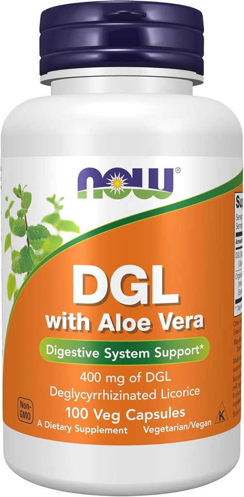 עכשיו תוספי מזון, DGL עם Aloe Vera (Deglycyrrhizinated Licorice) תוספי תזונה, 100 ואג קפסולות