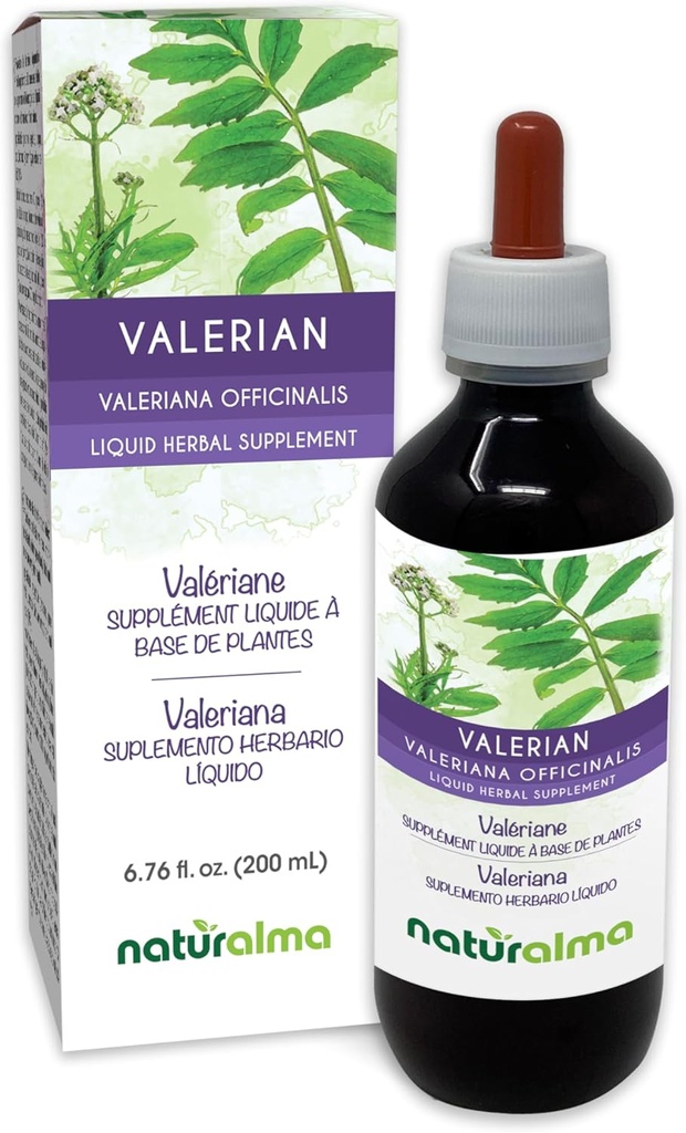 Naturalma ולריאן (Valariana officinalis) Root אלכוהול-Free Tincture - 6.76 fl oz Liquid Extracts - Herbal Supplement - טבעוני