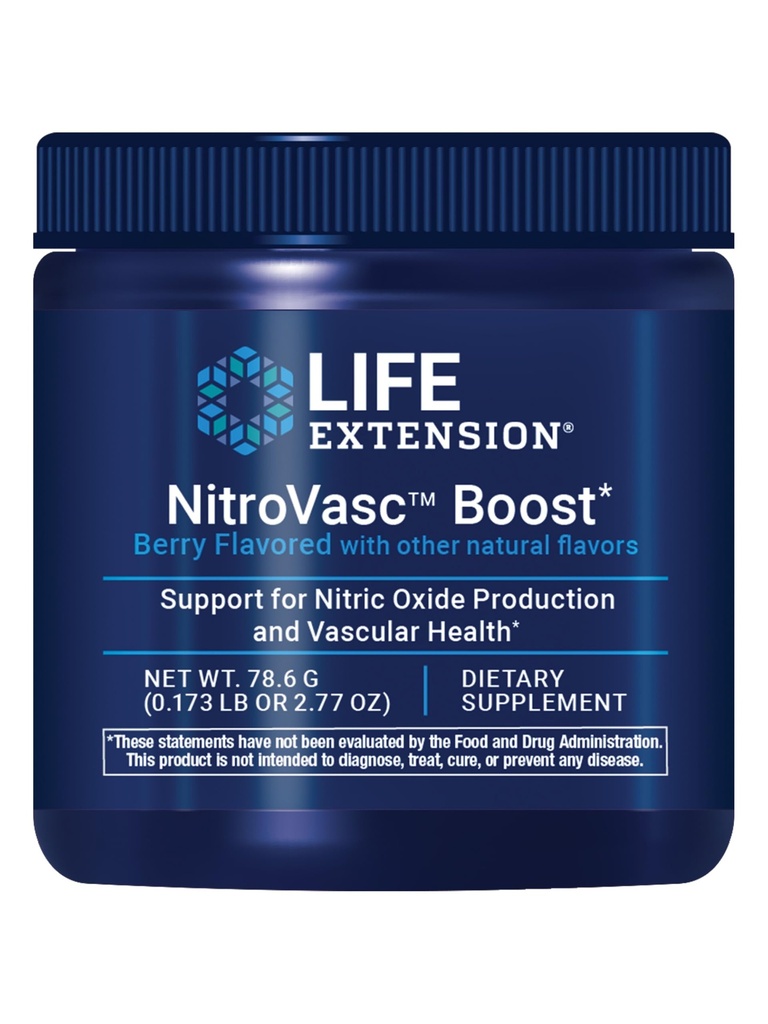 Life Extension NitroVasc Boost, Blood Flow תוסף, Nitric Oxide Support, Heart Health, L-arginine, Gluten-Free, non-GMO, Vegetarian, 1 Scoop, 30 משרתים
