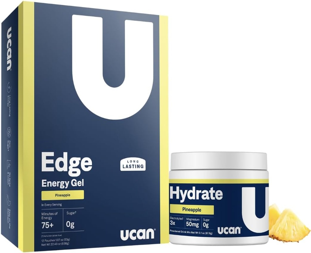 UCAN Pineapple Edge אנרגיה Gel & Hydrate - גדול עבור ריצה, אימון, כושר, Cycling, Crossfit & More | סוכר חינם, טבעוני, & Keto Friendly אנרגיה תוספת