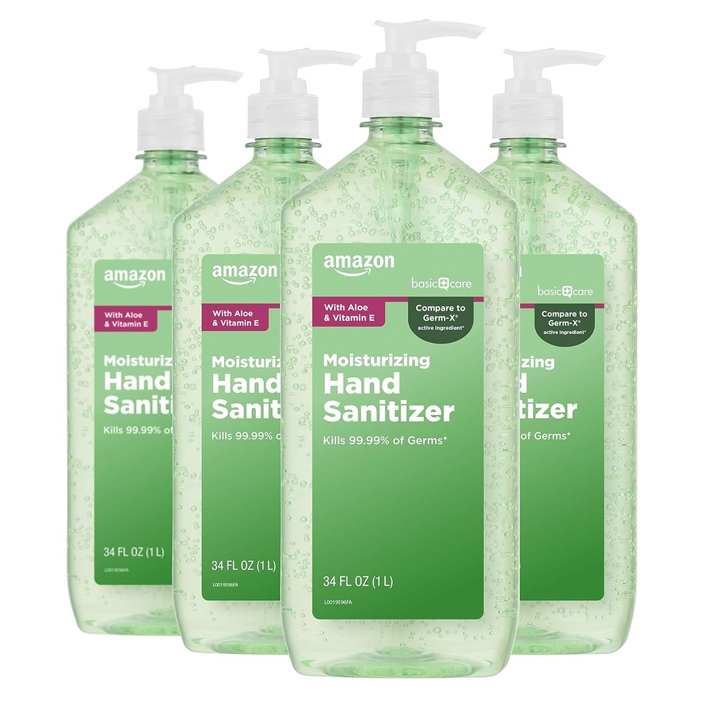 טיפול בסיסי - Aloe Vera Hand Sanitizer 62%, 34 oz (Pack of 4)