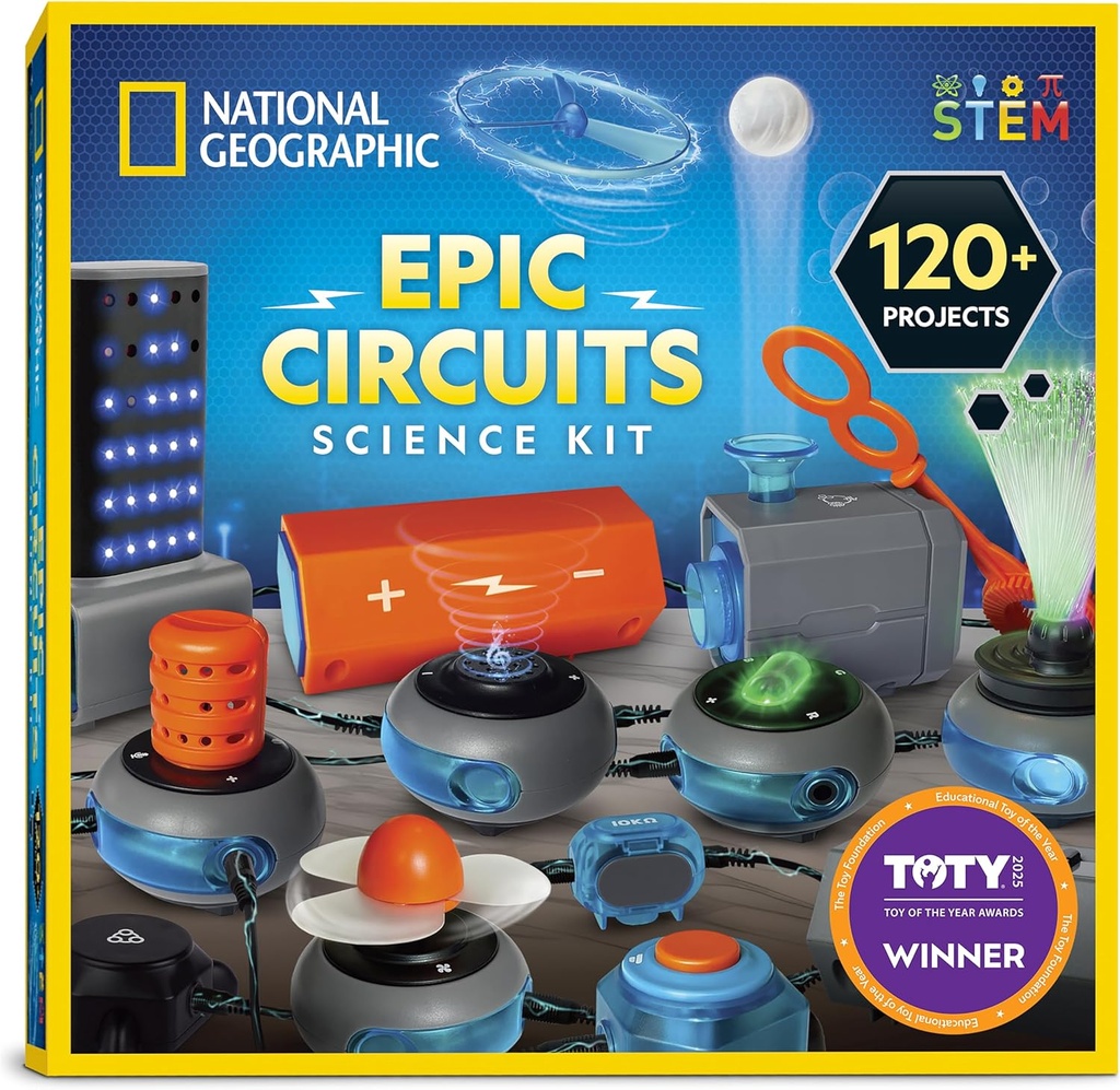 National Geographic Circle Maker Kit - אלקטרוניקה Kit לילדים עם 120 פרויקטים מעגליים חשמליים, אופניים מעגליים חשמליים STEM צעצוע, פרויקטים אלקטרוניים, ערכת מעגל חשמלי לילדים, ערכת חשמל