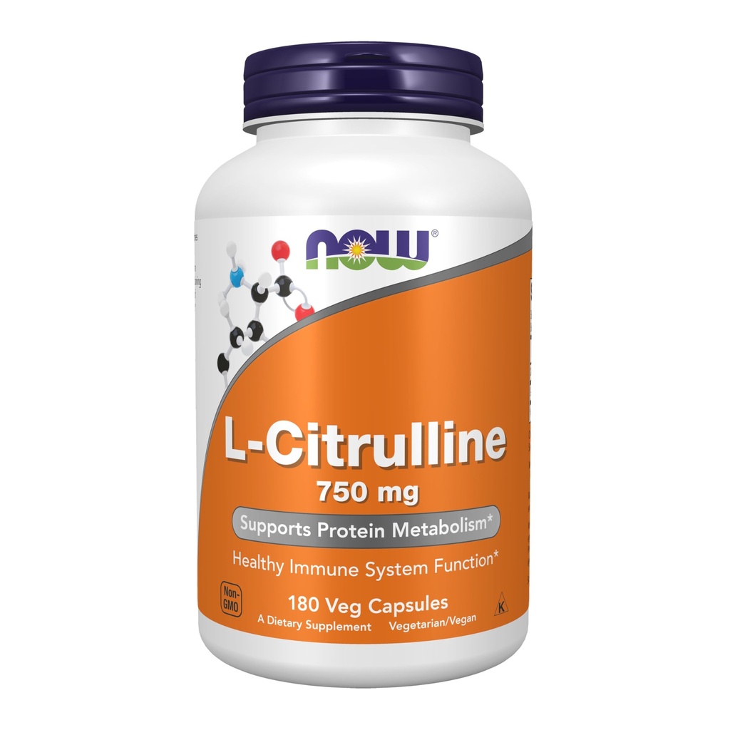 עכשיו תוספי מזון, L-Citrulline 750 מ"ג, תומך חלבונים Metabolism*, Amino Acid, 180 ואג קפסולות