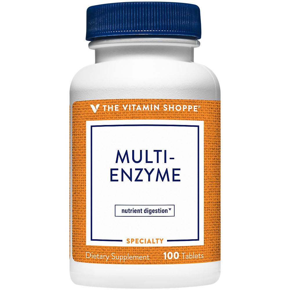 ויטמין Shoppe Multi Enzyme - מסייע לתמוך את Digest & Absorption של חלבונים, פחמימות ושומן (100 טבליות)