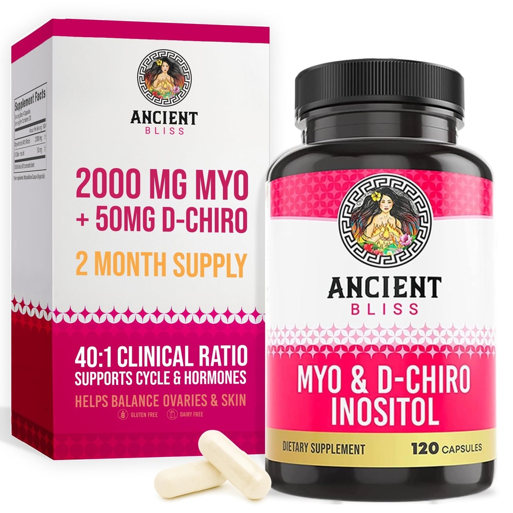 הקודם Bliss Myo & D-Chiro Inositol תוסף, 40 עד 1 Ratio, מסייע בתמיכה פונקציונלית השחלות עבור נשים, ויטמין B8 עוזר ל Regulate Menstrual Cycle, 2050 מ"ג לכל משרת, 120 קפסולות טבעוניות