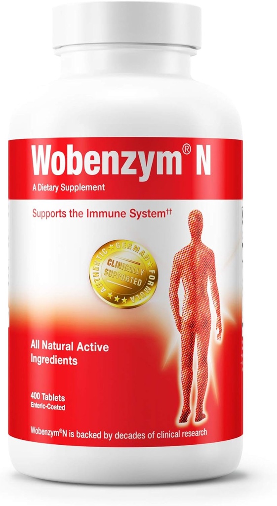 דאגלס מעבדות Wobenzym N - תוספת גרמנית Authentic - Enzymes Systemic - For Immune System and Joint Health * עם Papain, Rutin & Bromelain - 400 טבליות מחוברות