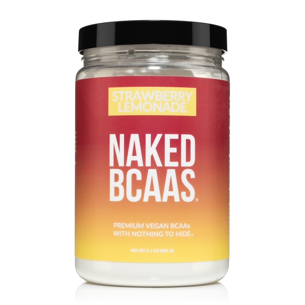 NAKED Strawberry Lemonade BCAAs Amino Acids אבקת, 100% טהור 2:1 פורמולה, שרשרת טבעונית Amino Acids, מיידית את כל טבעי אבקת BCAA - 501 גרמים, 34 משרתים