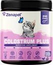 ZENAPET Cat Colostrum Plus Premium אבקת Topper, Immune & Digestive Health Supplement, 240 משרתים (8-Month Supply), תומך ב- Skin & Coat, Made in USA
