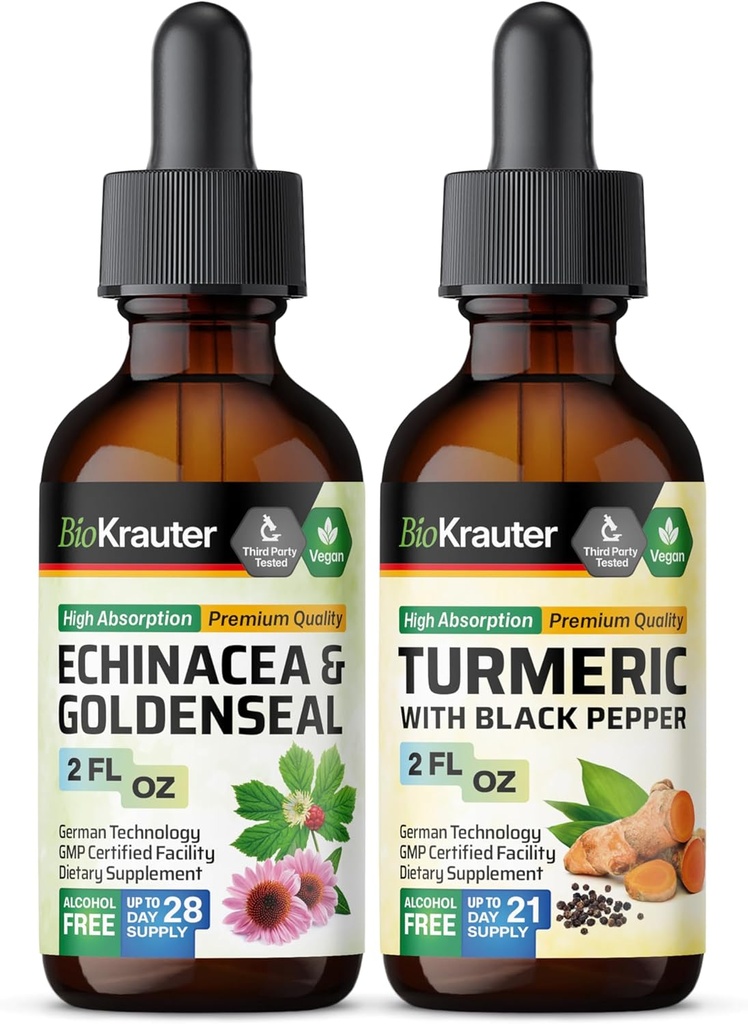 Echinacea עם Goldenseal Tincture 2 Fl. Oz. & Turmeric Tincture 2 Fl. Oz.