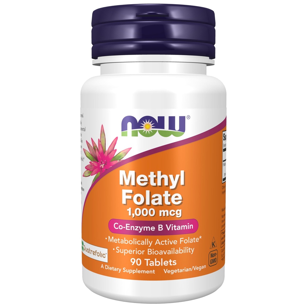 תוספי מזון עכשיו, Methyl Folate 1,000 mcg, Metabolly Active Folate*, Co-Enzyme B ויטמין, 90 טבליות