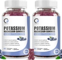 2 Pack Potassium Magnesium Gummies עם Potassium Ctrate 200 מ"ג, Magnesium Glycinate 320 מ"ג פלוס Calcium, Zinc, ויטמין - תוספי מזון עבור Cramps, לב, שרירים תמיכה בריאות תמיכה בריאות תמיכה בריאות תמיכה