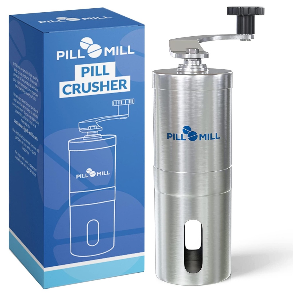 Pill Mill Pill Crusher - Crushes Tablets מרובות אבקה יפה - Metal Pill Grinder - Tablet Pulverizer מתאים לנסיעה - Great Feeding tube Use and חיות מחמד