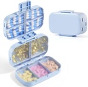 MeACOLIA Triple Folding Pill מארגנת, 9 השוואתיות נסיעות עם יכולות גדולות, Daily Pill Box Small Pill Container for ויטמין, Cod Liver Oil,Supplements (כחול)