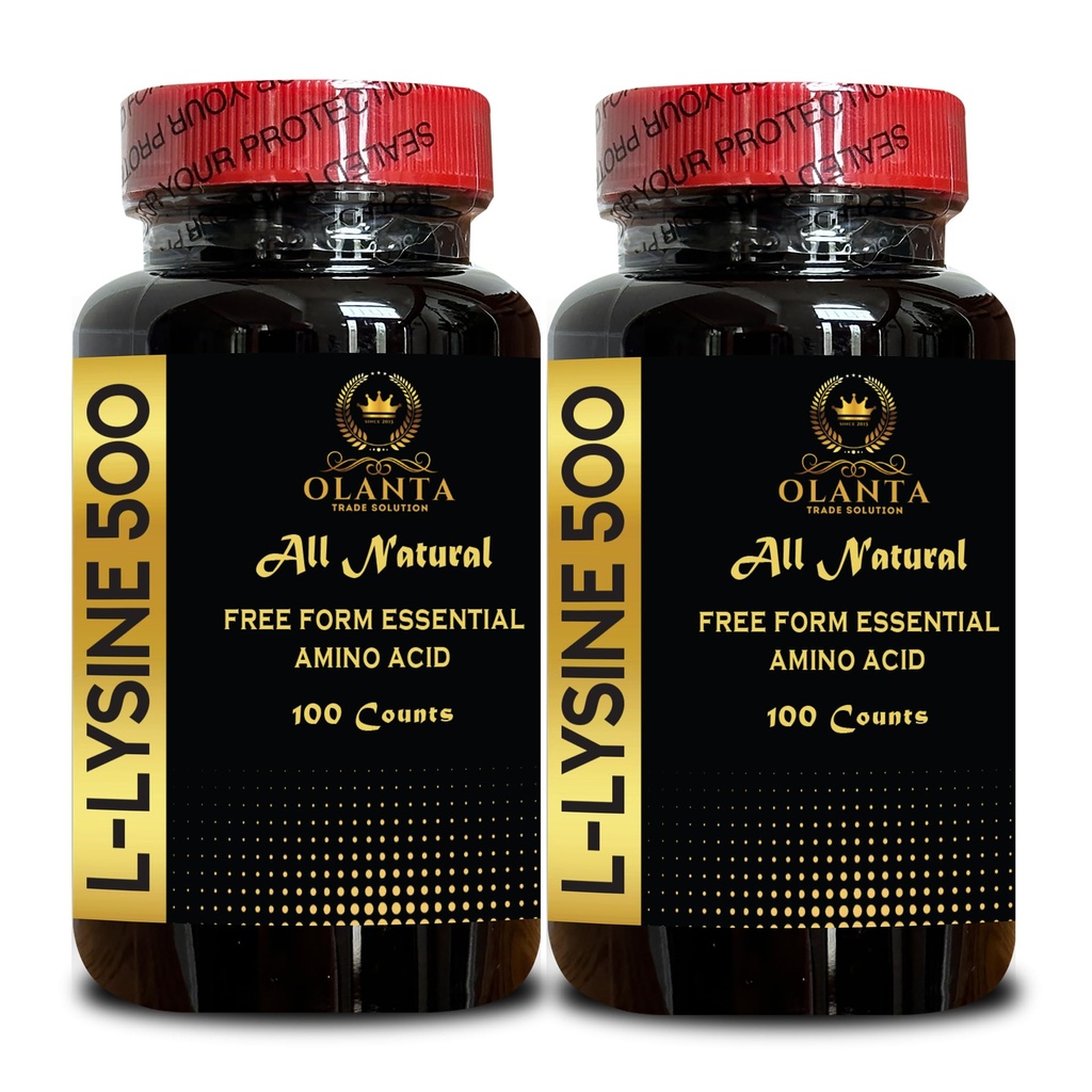 L-LYSINE 500 - L-Lysine 500 מ"ג, עבור פונקציונליות חיסונית בריאה, תומך Collagen Synthesis, Soy-Free, Gluten-Free, non-GMO, Lysine תומך תוספי מזון לימפה ו- Oral Tissue - 2 בקבוקי 200 הרוזן