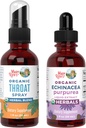 MaryRuth Organics גרון Spray (Unflavored) & Echinacea Purpurea Drops | USDA אורגני, פרויקט תווית נקייה מאומת ® | ויטמינים עבור סיוע בגרון, חסינות ובריאות כללית | טבעונית, לא GMO