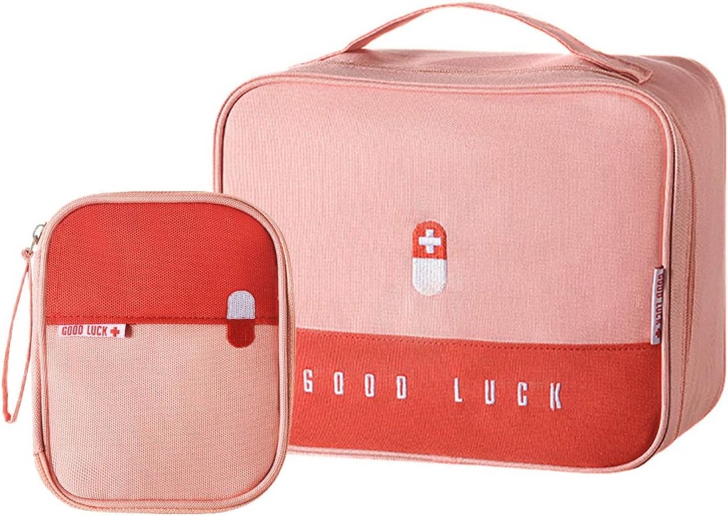 אברמה ריקה First Aid Bags Travel Medical Supplies Insulated Medicine Bag Convenient Safety Kit Suit for Family Outsides Hiking Camping Car Workplace,Pink