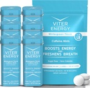 Viter Energy Original Caffeine Mints Wintergreen Flavor 6 Pack ו 1/2 פאונד Bulk Bagdle - 40mg Caffeine, B ויטמינים, סוכר חינם, טבעוני, Powerful Energy Booster for Focus and alertnessnessness