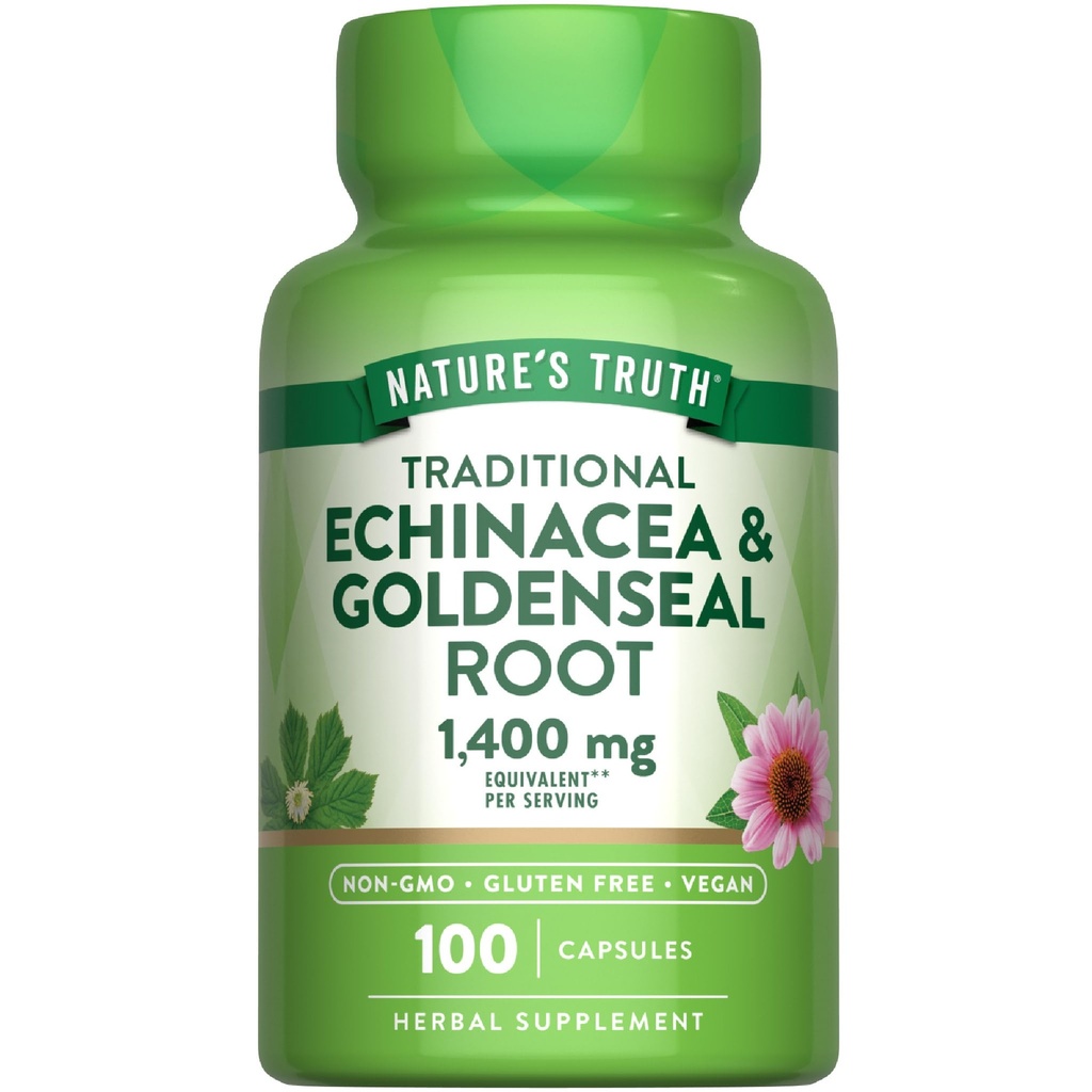 האמת של הטבע Echinacea Goldenseal קפסולות | 1400mg | 100 Count | טבעוני, non-GMO & Gluten Free Supplement