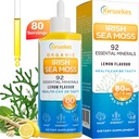 Sea Mosss & Ashwagandha Root טיפות - 10X חזק יותר Seamos & Ashwagandha עבור נשים וגברים, Sea Mos טיפות עבור Mood, Immunity, Digestive, Skin, שיער משותף (Lemon Flavour - 80 משרתים)