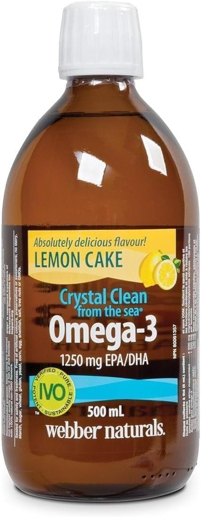 Webber Naturals Ocean Pure אומגה 3 שמן דגים נוזלי - עוגת לימון 500 מ"ל