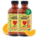 CHILDLIFE ESSENTIALS נוזל ויטמין C - תוסף נוזלי טהור ויטמין C לילדים, תמיכה במערכת החיסון, פלאפור כתום טבעי, 4 Fl Oz (Pack of 2)