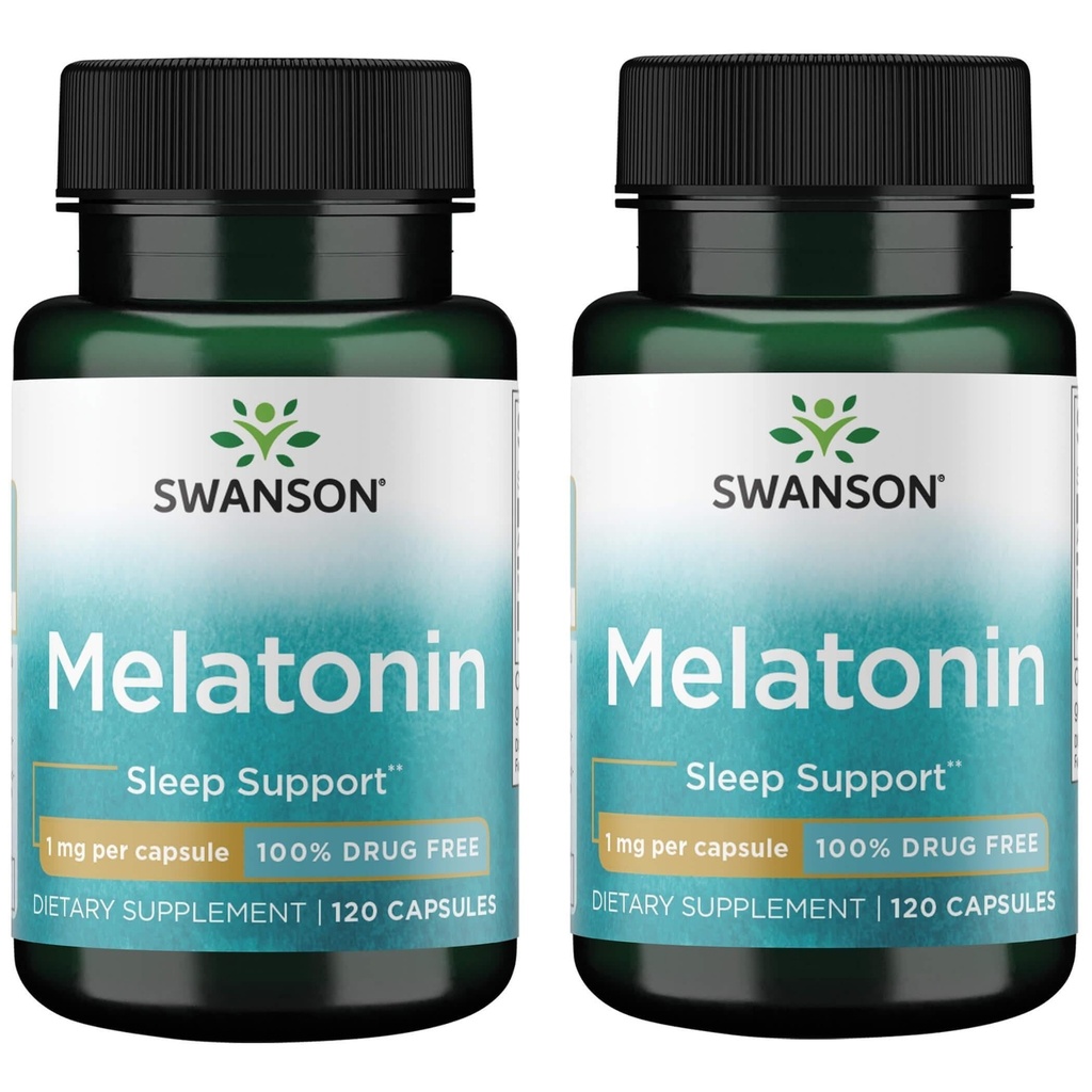 Swanson Melatonin - Herbal Supplement - Sleep andlaxation - 120 קפסולות, 1 מ"ג כל חבילה