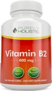 Purely Holistic ויטמין B2 Riboflavin 400 מ"ג - 240 קפסולות טבעוניות, 8 חודשים אספקה - גבוה עוצמה B2 ויטמין - non GMO & Gluten חינם - תמיכה ייצור אנרגיה ובריאות סלולרי