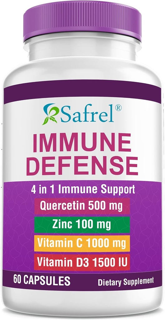תמיכה חזקה Immune, Quercetin 500 מ"ג, Zinc Picolinate 100 מ"ג, VitamatiC 1000 מ"ג, ויטמין D3 1000 IU, 60 קפסולות, 1 חודשים אספקה | תוצרת בארה"ב | טבעונית