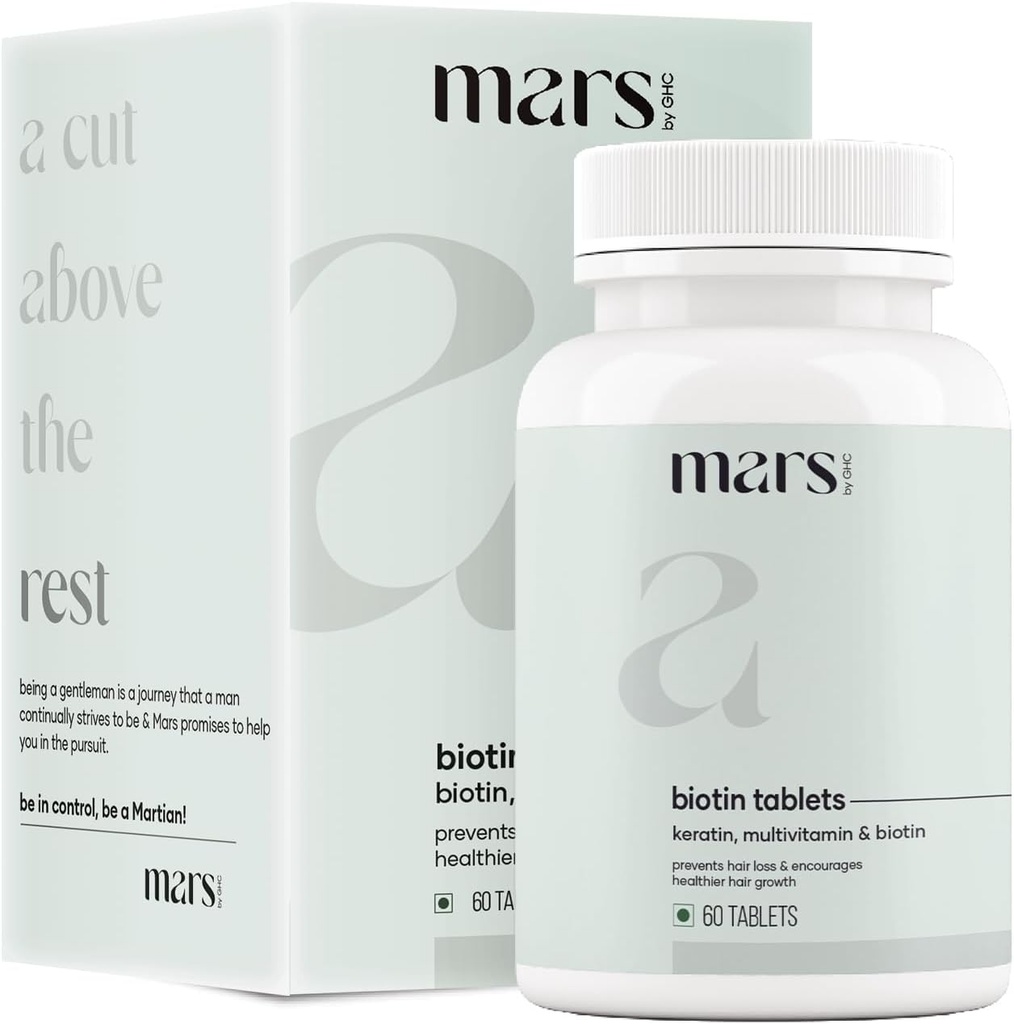 מרות על ידי GHC Beard Biotin, מקדם חזק יותר & Thicker Beard Growth, מופעל עם ויטמין A, ויטמין E, ויטמין B7, Keratin & Amino Acids | 100% טבעוני 60 Count (Pack של 1)