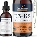 ויטמין D3 K2 נוזל טיפות D3 5,000 IU + K2 MK 7 200mcg מקס Absorption Immune תמיכה לילדים ומבוגרים | טבעוני | Non-GMO | Gluten, Milk, Soy אלכוהול חינם | 1 Oz