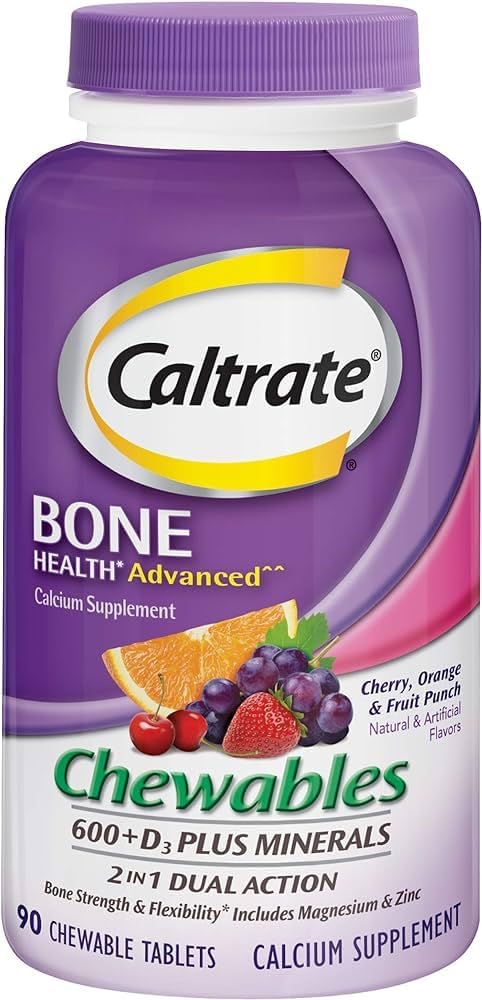 Caltrate Calcium & ויטמין D3 תוסף 600+D3 Plus מינרלים Chewable Tablet,90 Count (Pack of 2)