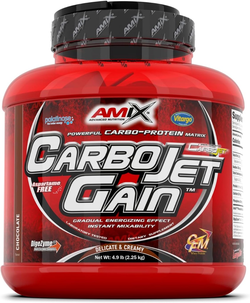 Amix CarboJet Gain - 4.96 פאונד - שוקולד פלאמור