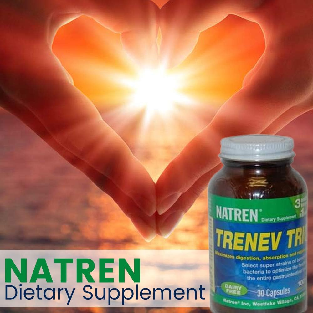 Biotherapy Natren Trenev שלישי Probiotic כמוסות - 3-in-One חלב חינם תוספת - עבור בריא Intestinal פלורה, סיוע Digest & Absorption - 30 קפסולות כל אחד עם 30 מיליארד CFU