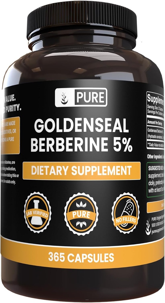 P inGREDIENTS Goldenseal Berberine No Magnesium Or Rice Fillers, Always Pure, Lab מאומת (365 ספירה)