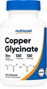 תוספי מזון Copper Glycinate קפסולות (120 קפסולות, 3MG Copper לשרת) - Non GMO, טבעוני