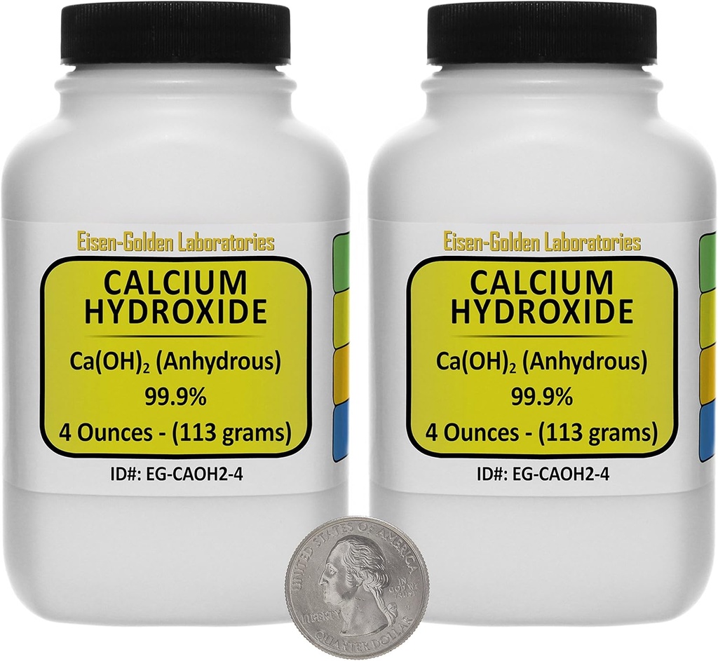 Calcium hydroxide (Ca(OH)II 99.9% אבקת ACS כיתה 8 Oz בשני בקבוקי חלל-Saver