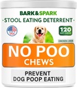 BARK &SPARK no Poo Treats - Prevent Dog Poop Eating - Coprophagia Treatment - Stool Eating Deterrent - Probiotics & Enzymes - בריאות עיכול + נשימה - 120 Soft Chews - ארה"ב Made - Liver