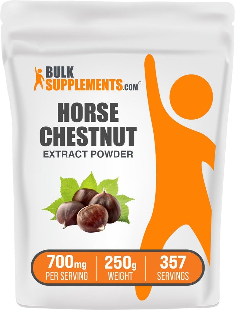 BulkSupplements.com Horse Chestnut לחלץ אבקת - תוספי מזון סוס צ'סטז, תוסף צמחי - Gluten Free, 700 מ"ג עבור שירות, 250g (Pack of 1)