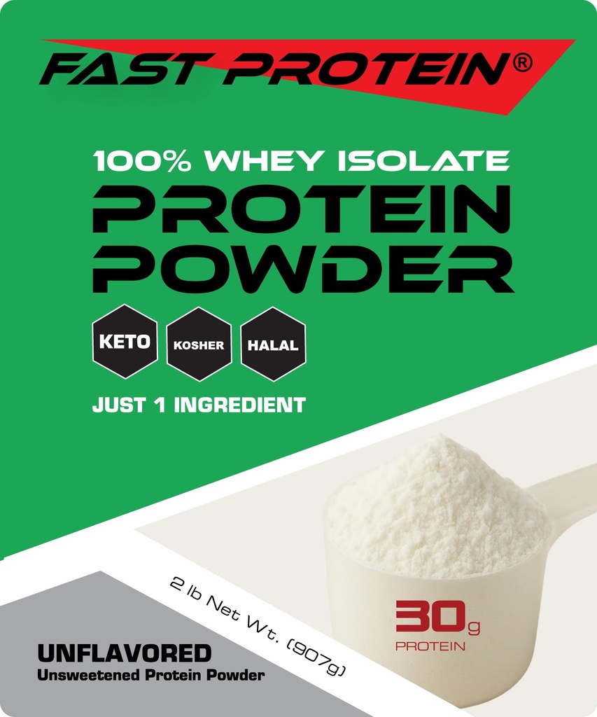 אבקת חלבון Whey Isolate אבקת Unflavored - אבקת חלבון 30g - כשר, Halal, Keto, תווית נקייה, חלבון מהיר - 2LB 30 משרתים